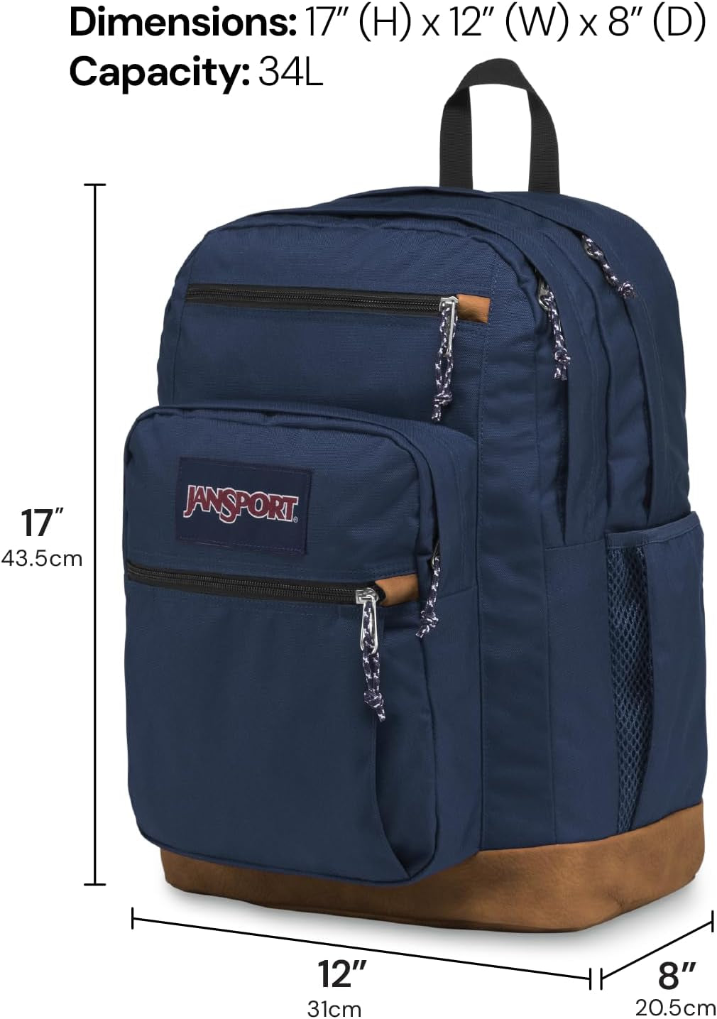 Cool Backpack, with 15-Inch Laptop Sleeve - Large Computer Bag Rucksack with 2 Compartments, Ergonomic Straps, Black
