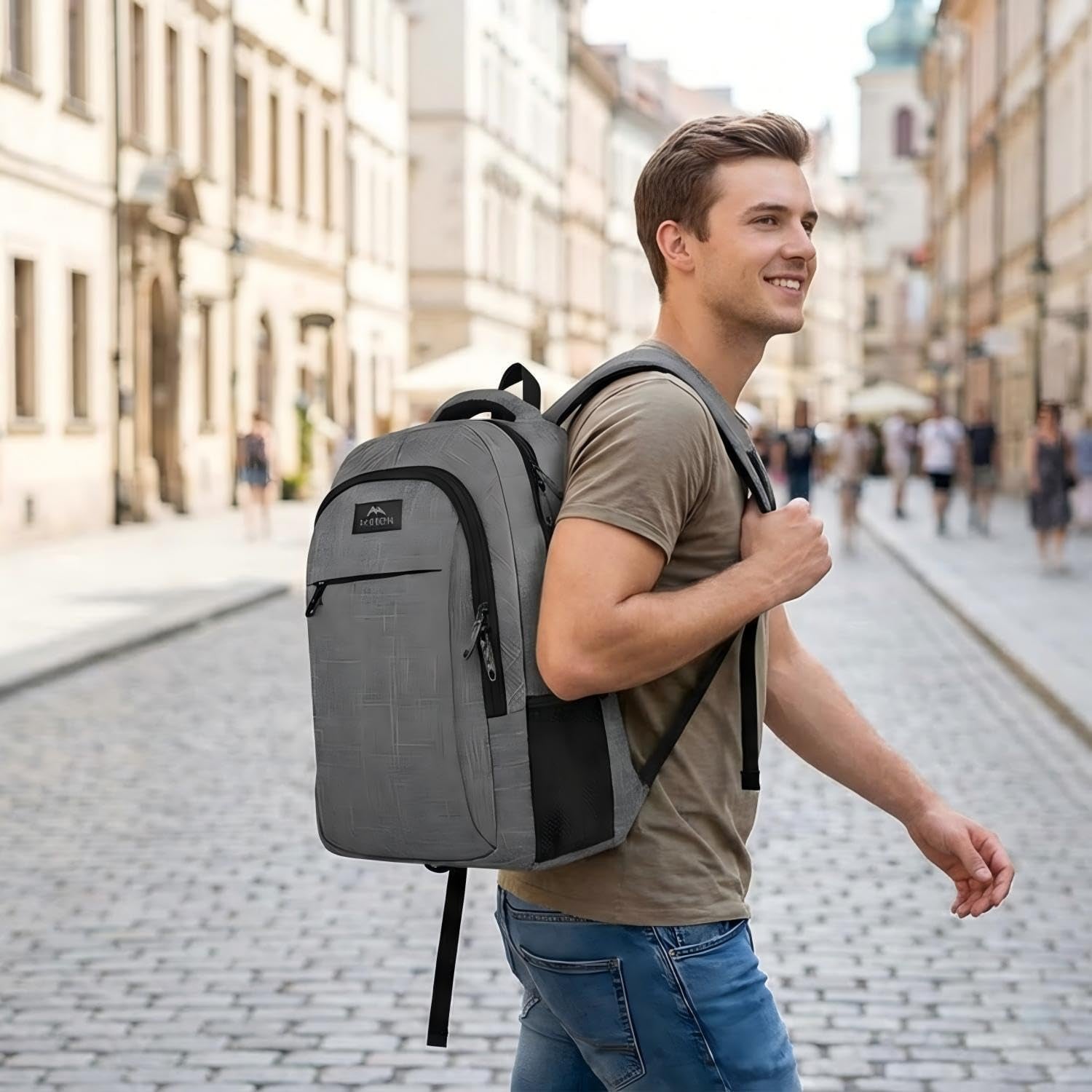 Travel Laptop Backpack, 15.6 Inch College School Computer Bag, Grey | Slim Sturdy Business Daypack, anti Theft Bookbag, Water Resistant, Gift for Men & Women, Personal Item Bag, Mochilas