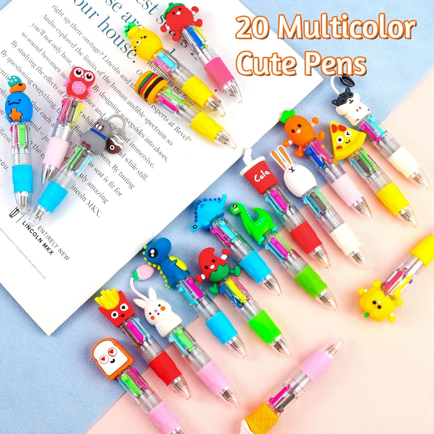 20Pcs Mini Multicolor Pens in One 4-In-1 Cute Pens Bulk for Kids, Fun Kawaii Ballpoint Pens for Birthdays and Children'S Party Favors Gifts Teacher School Supplies