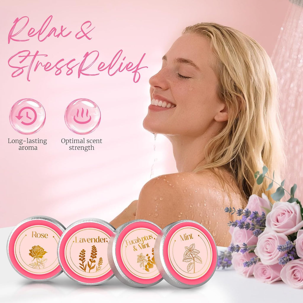 Shower Steamers Aromatherapy, Birthday Pink Gift for Women Grandma Mom Wife | Shower Bombs Natural Essential Oil Self Care SPA Relaxation, Boo Basket Chirstmas Stocking Stuffers Gift for Women Mom Wife