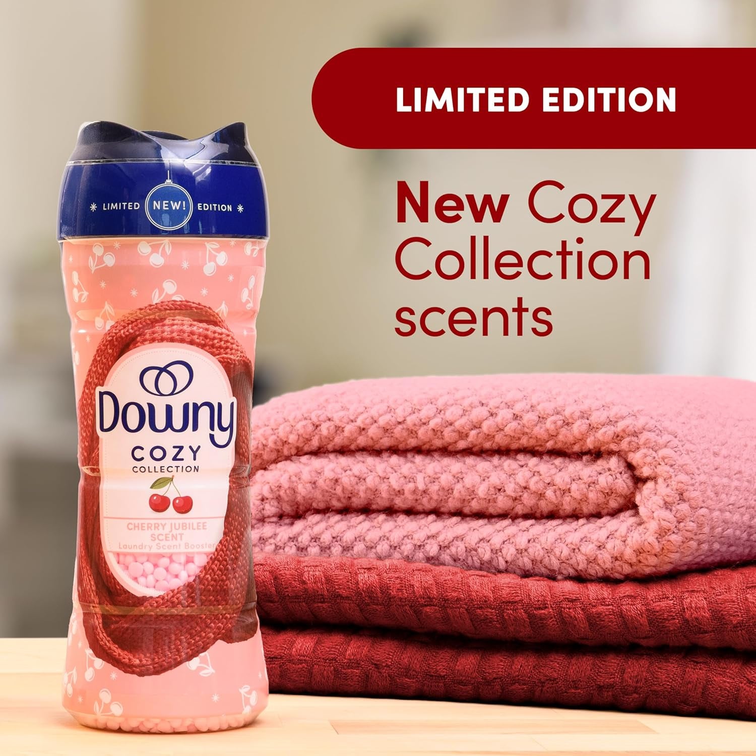 Cozy Collection In-Wash Laundry Scent Booster Beads, Cherry Jubilee Scent, 7.8 Oz, Limited Edition Laundry Beads