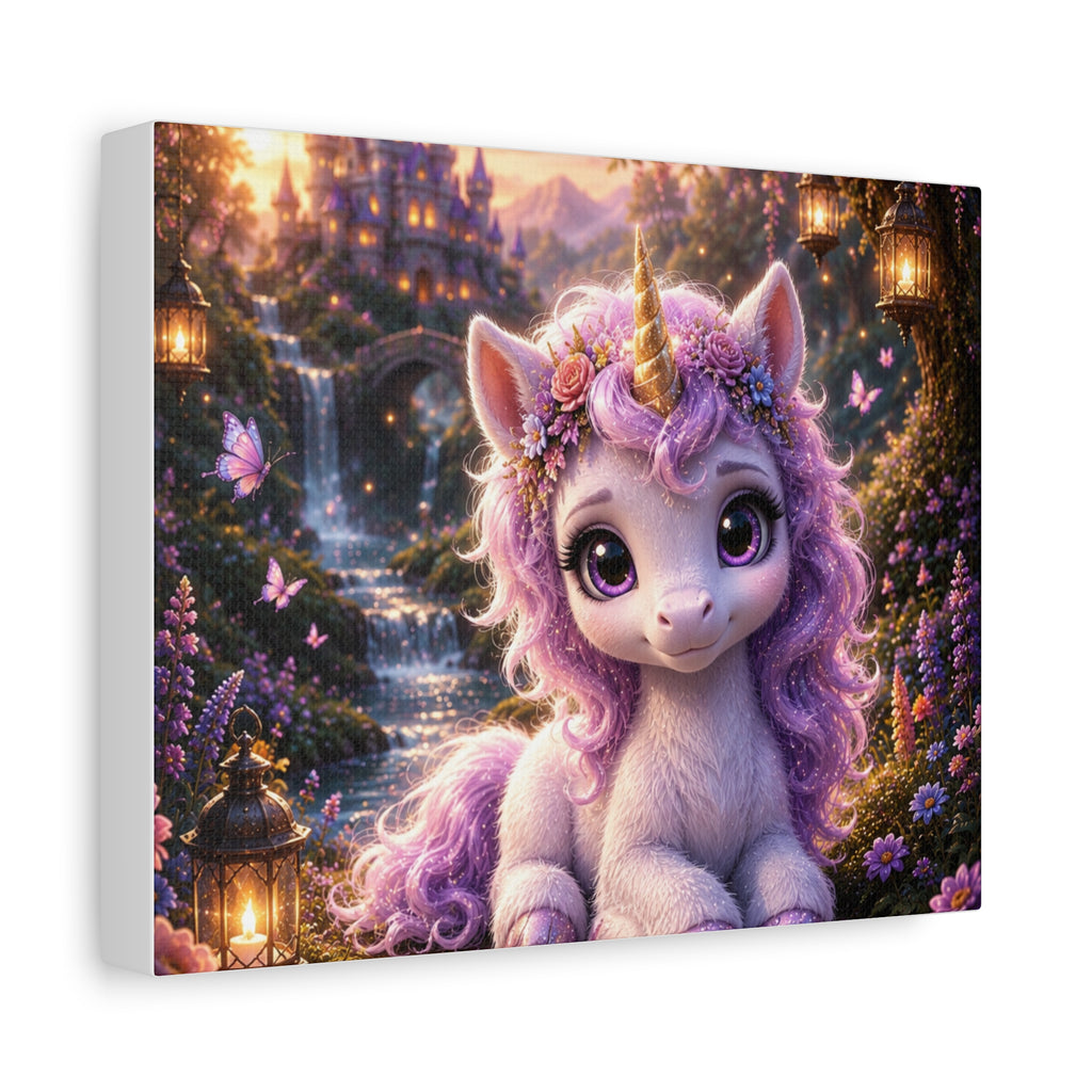 Enchanted Baby Unicorn Canvas Wall Art | Whimsical Fantasy Nursery Decor | Magical Unicorn Print