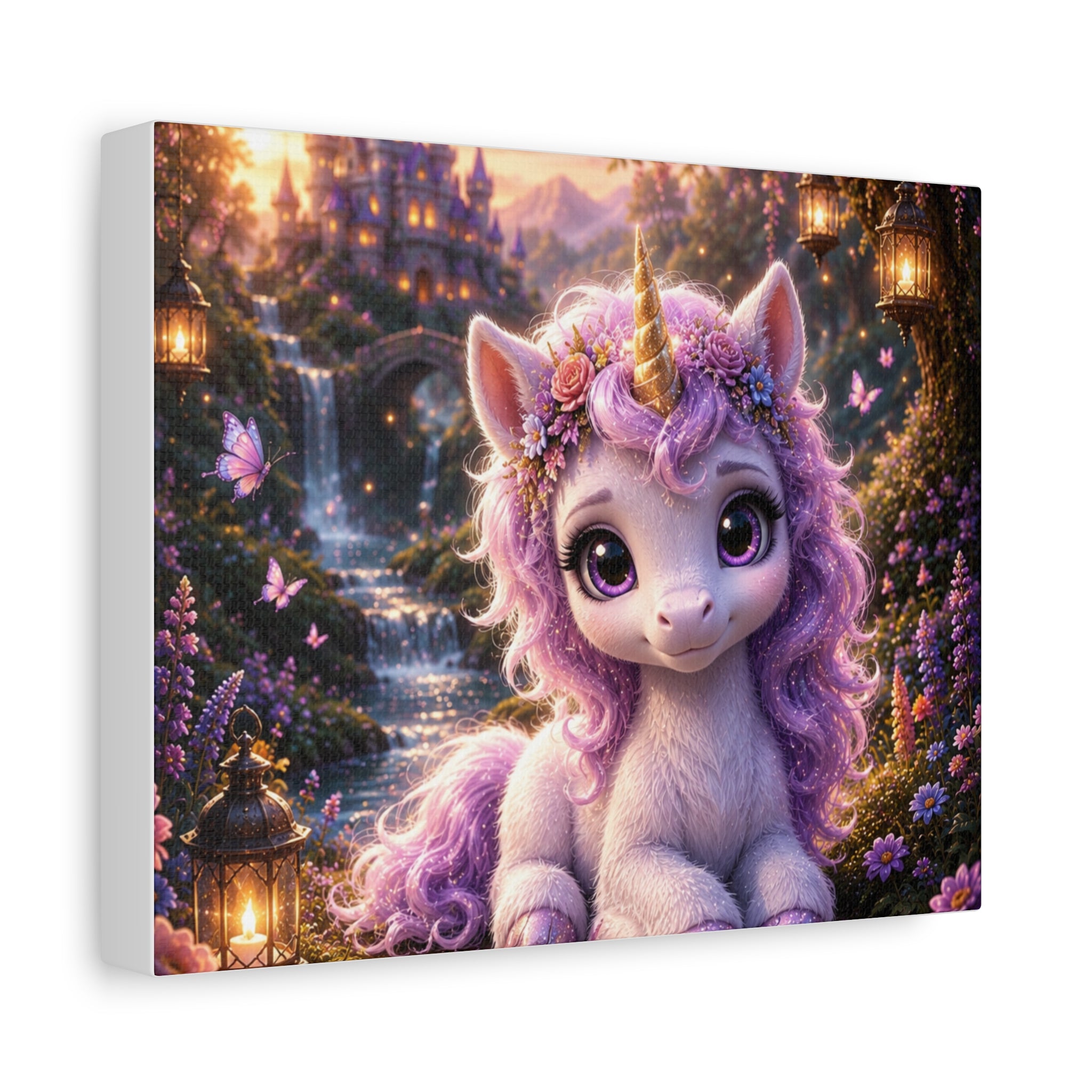Enchanted Baby Unicorn Canvas Wall Art | Whimsical Fantasy Nursery Decor | Magical Unicorn Print