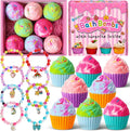 Bath Bombs for Kids with Surprise Jewelry Toys Inside, 8 Cupcake Bath Bombs Gifts Set, Girls, Teens, Kids Birthday Christmas Gift, Handmade Fizzy Bubble Spa Bath Ball for Girls Daughter Granddaughter