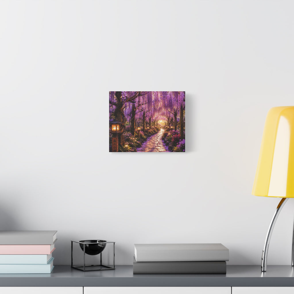 Dreamy purple garden path wall art cozy cottage landscape print