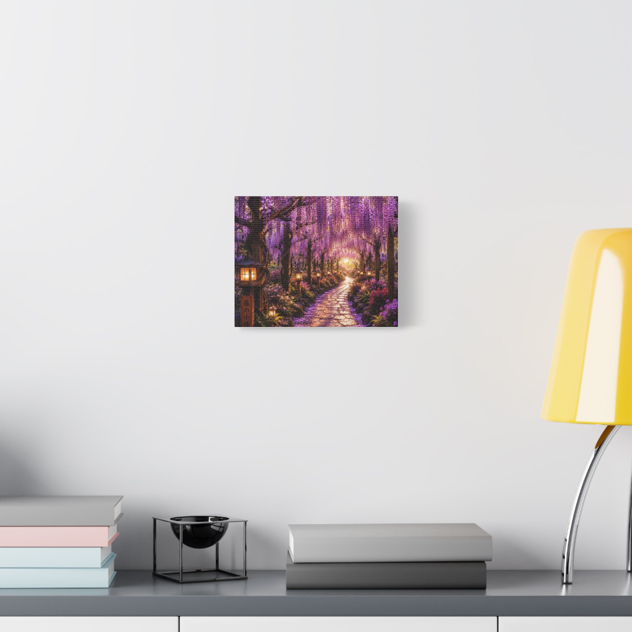 Dreamy purple garden path wall art cozy cottage landscape print