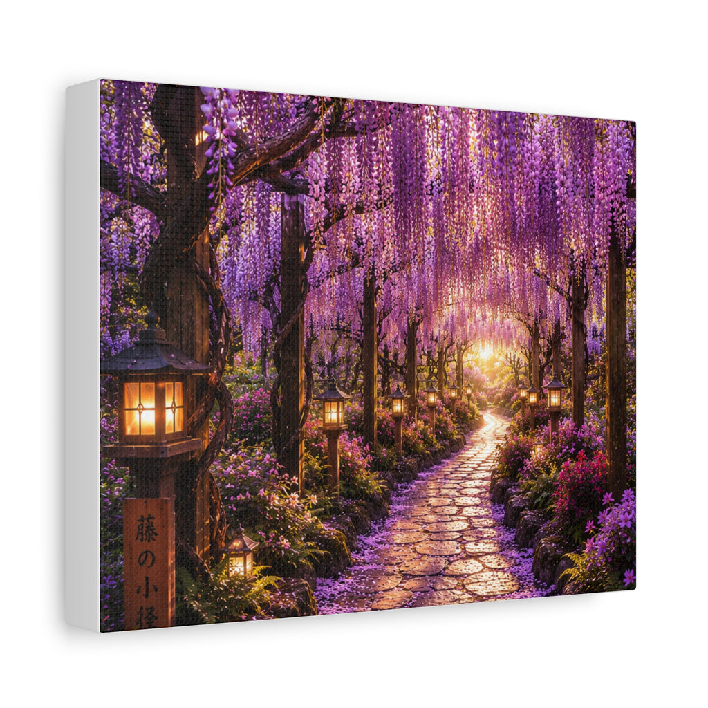 Dreamy purple garden path wall art cozy cottage landscape print