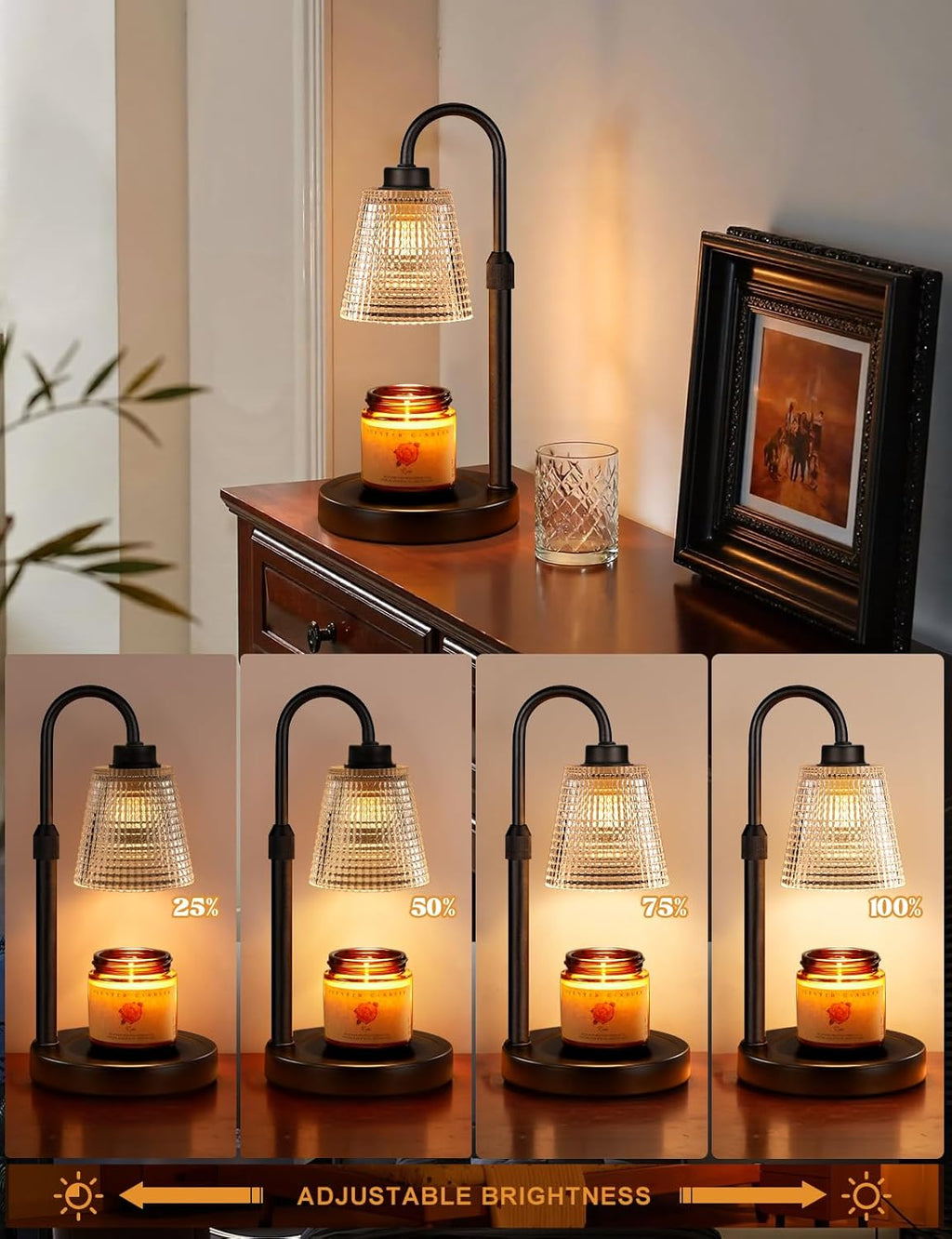 Candle Warmer Lamp with Timer Home Decor Birthday Gifts for Women | Dimmable Candle Warmer for Jar Candles, Height Adjustable Wax Melts Warmer, House Warming Gifts New