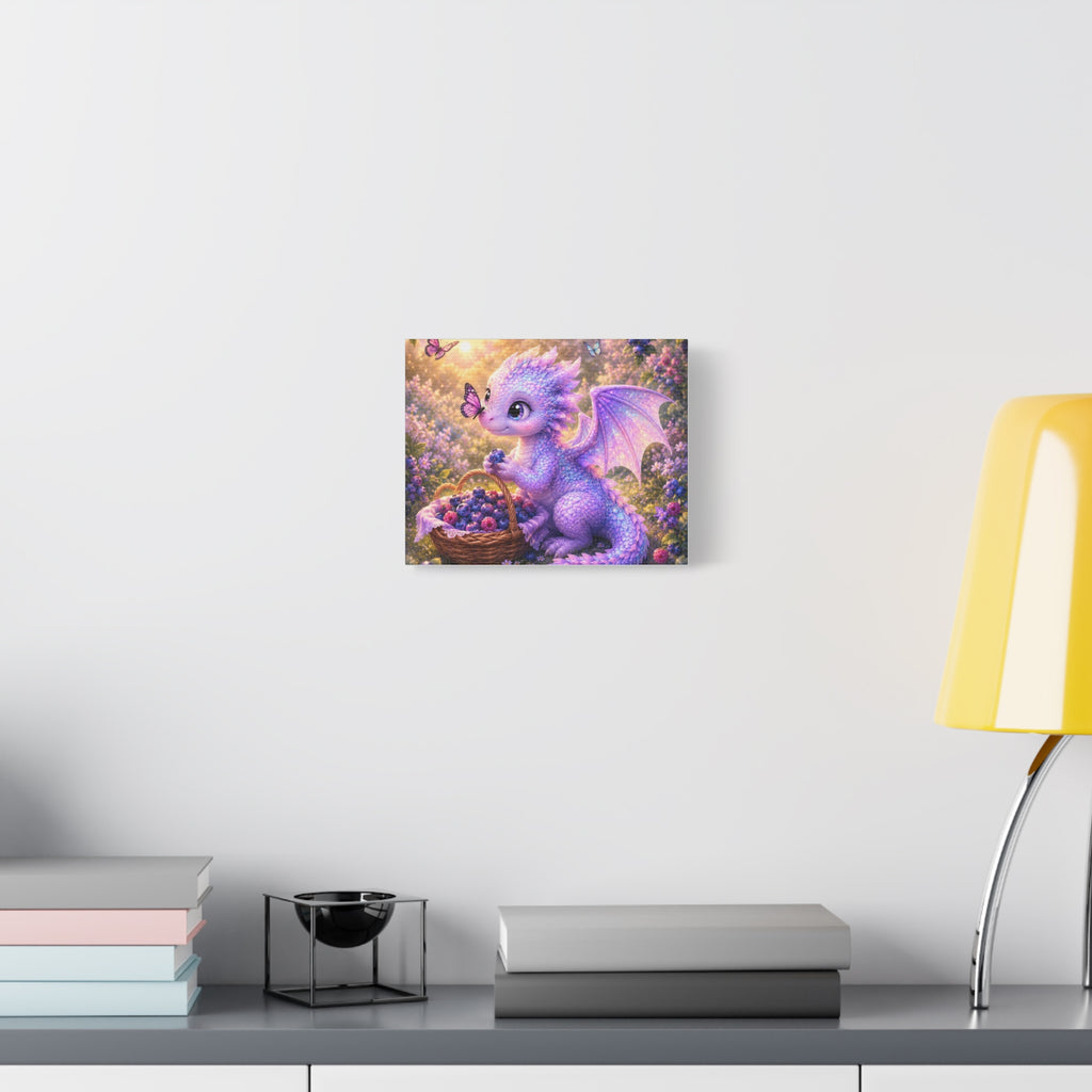 Dreamy Purple Baby Dragon Canvas Wall Art | Fantasy Nursery Decor | Whimsical Dragon Print