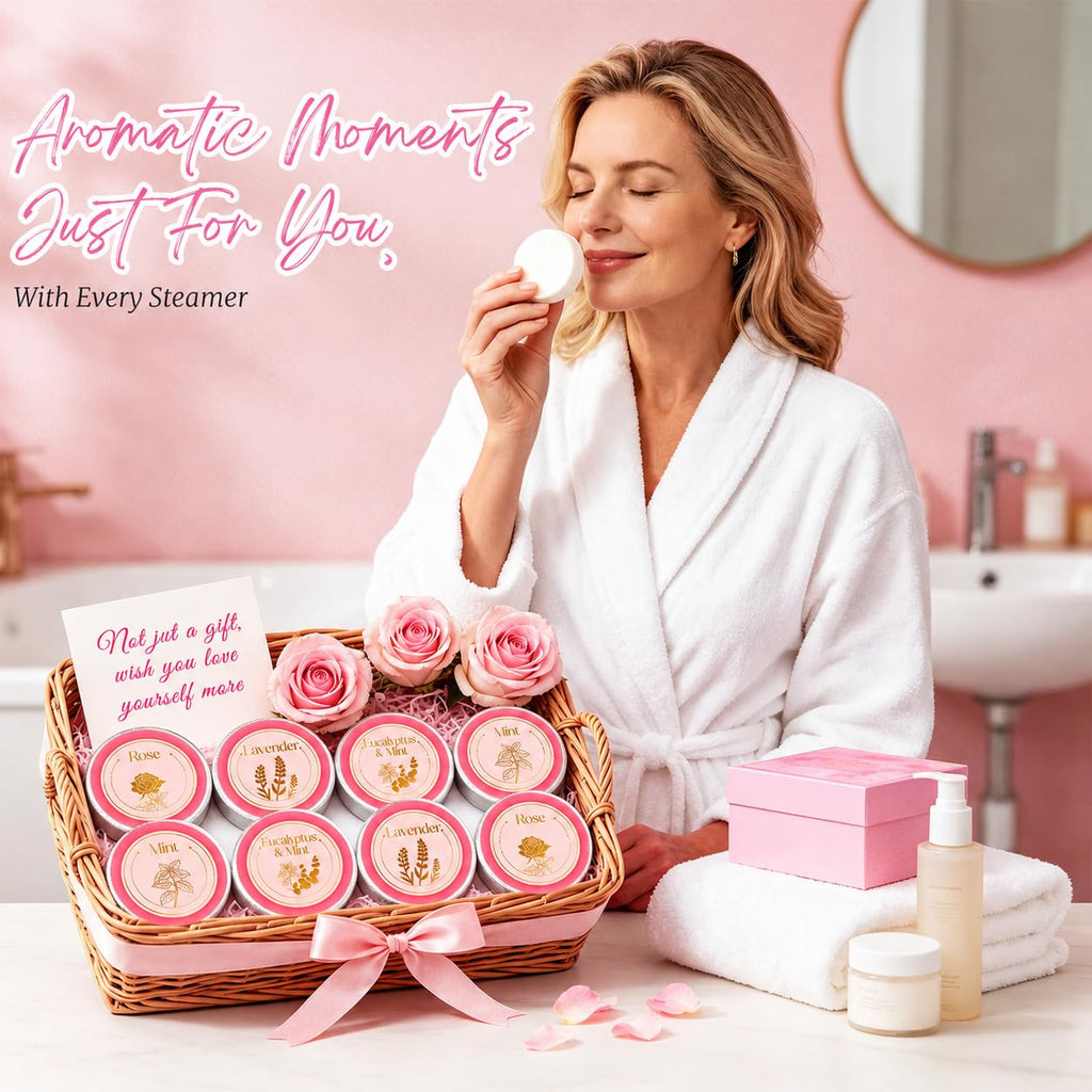 Shower Steamers Aromatherapy, Birthday Pink Gift for Women Grandma Mom Wife | Shower Bombs Natural Essential Oil Self Care SPA Relaxation, Boo Basket Chirstmas Stocking Stuffers Gift for Women Mom Wife