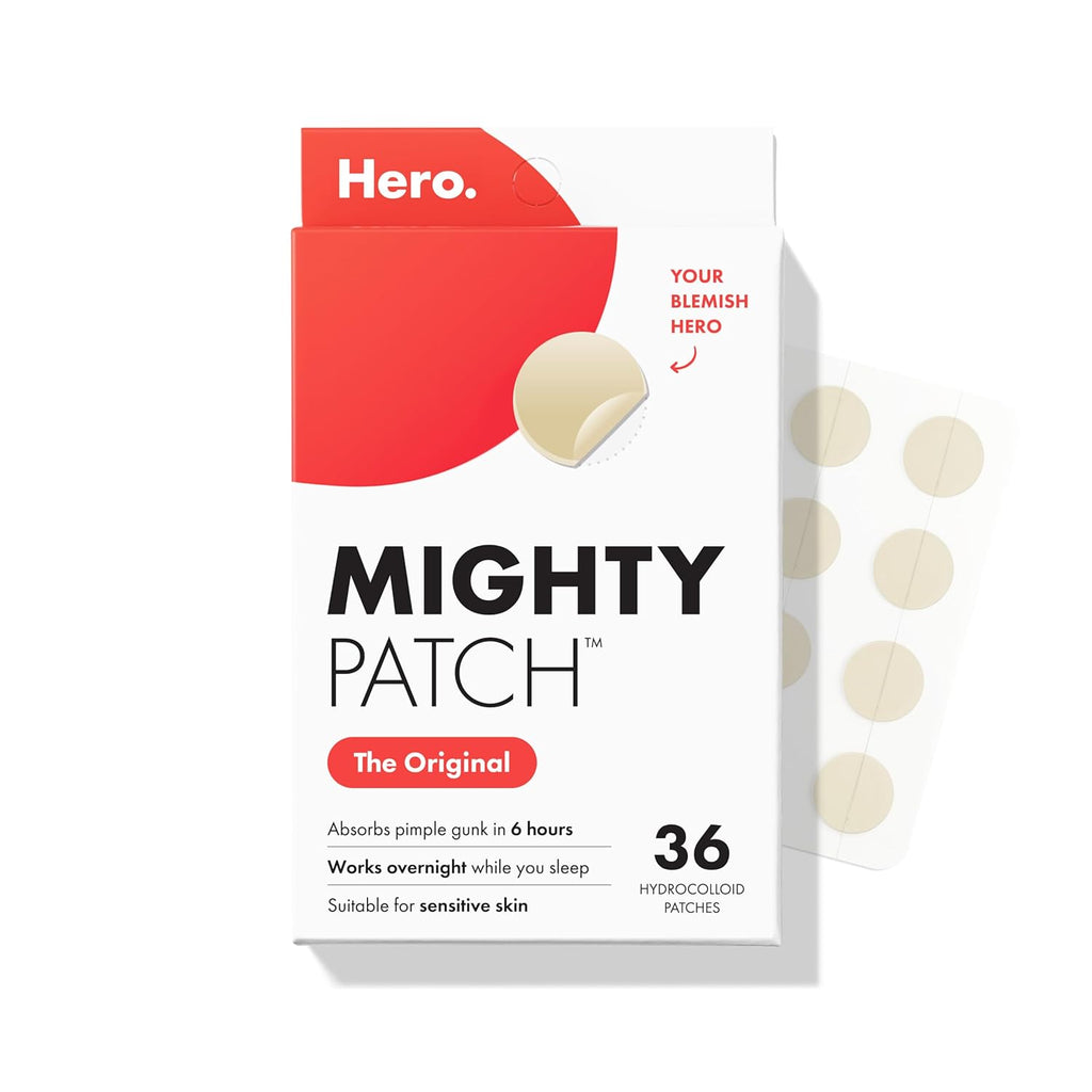 Hero Cosmetics Original Nighttime Acne Pimple Patches, 36 Ct | #1 Hydrocolloid Acne Patches, Shrinking Zits & Whiteheads in 1 Use, Spot Treatment, Pimple Stickers for Face