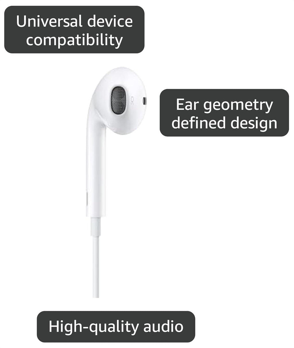 Earpods Headphones with USB-C Plug, Wired Ear Buds with Built-In Remote to Control Music, Phone Calls, and Volume