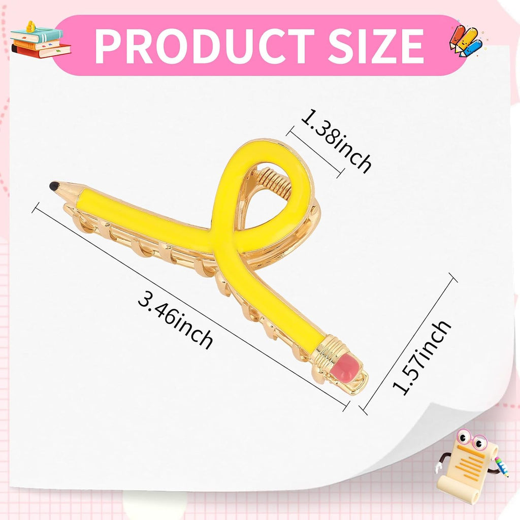Pencil Hair Claw Clips for Women Thick Hair Clips for Teacher Gifts | Back to School Jaw Barrettes Cute Teacher Appreciation Gift Accessories Party Costume Christmas