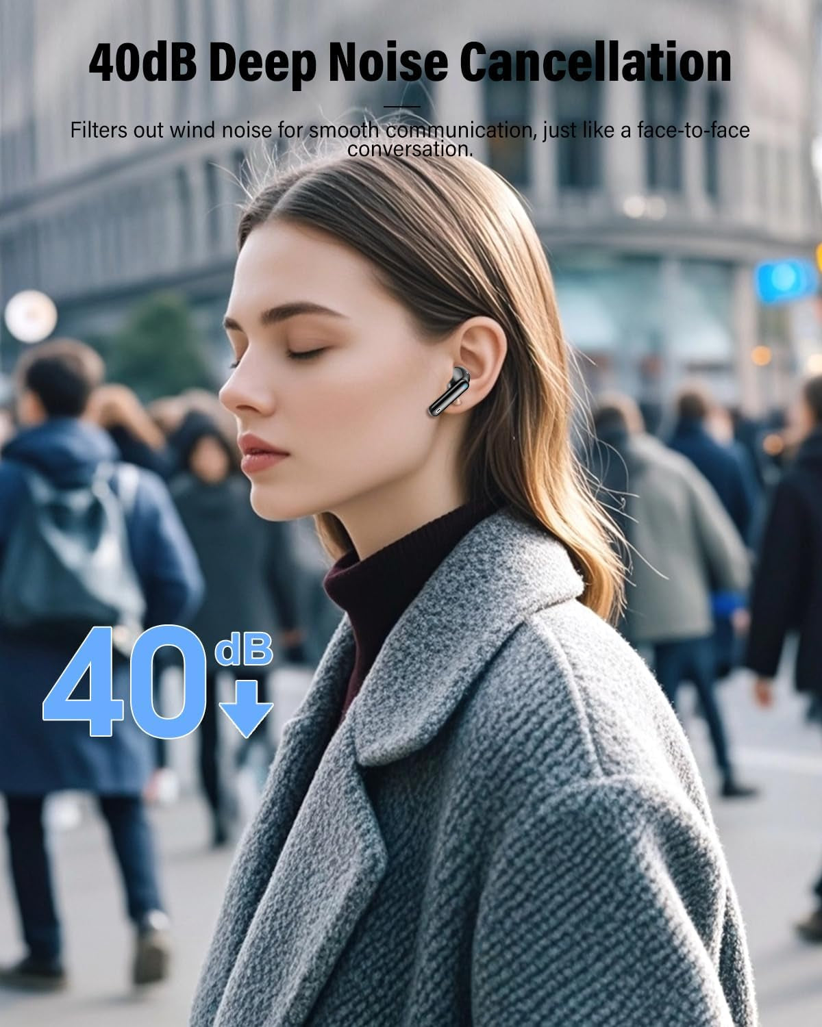 Wireless Earbuds, Bluetooth 5.4 Headphones Bass Stereo/Clear Calls, Black | Ear Buds with Noise Cancelling Mic LED Display in Ear Earphones IP7 Waterproof 36H Bluetooth Earbuds for Phones/Sport/Laptop