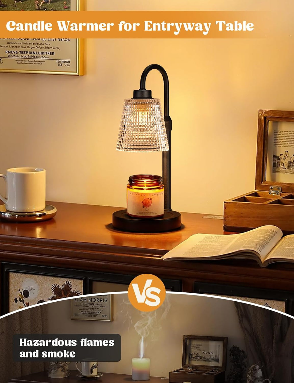 Candle Warmer Lamp with Timer Home Decor Birthday Gifts for Women | Dimmable Candle Warmer for Jar Candles, Height Adjustable Wax Melts Warmer, House Warming Gifts New
