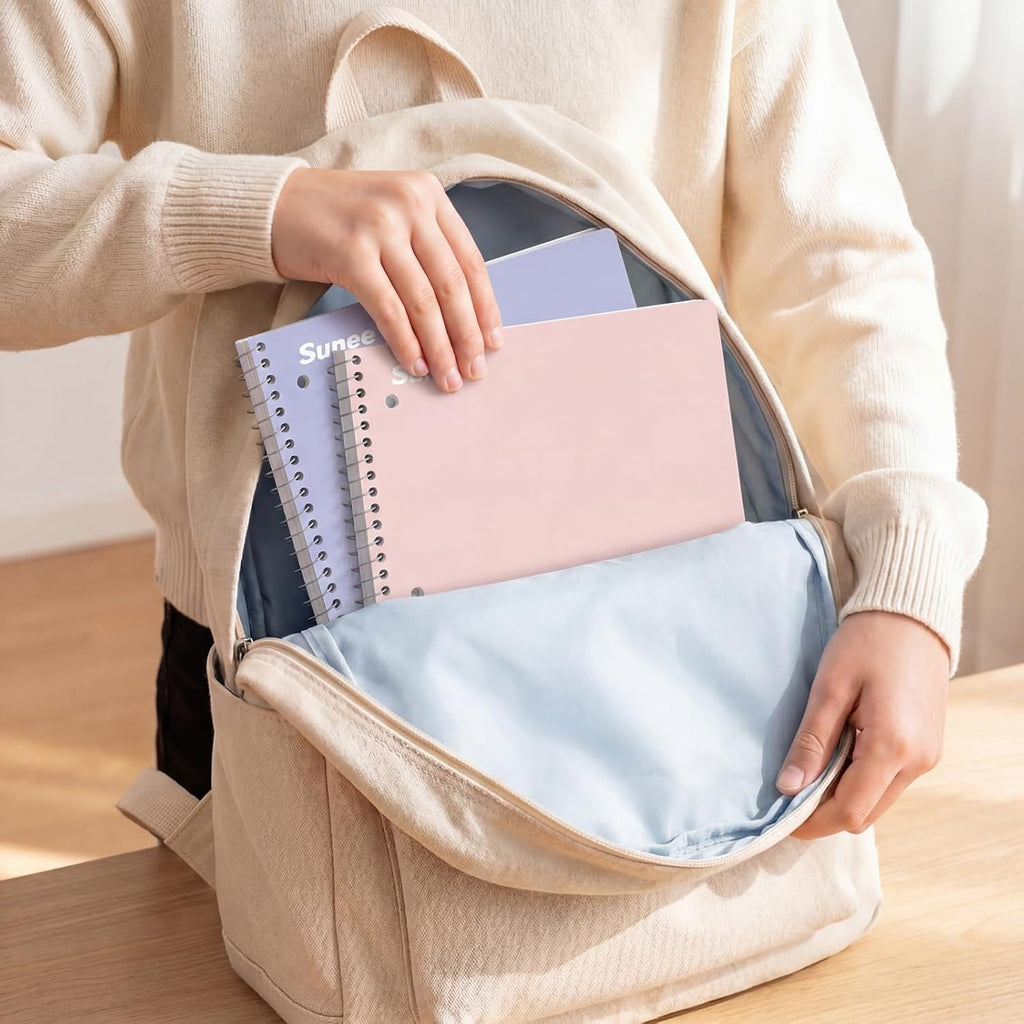 Spiral Notebooks, 1-Subject, 5 Pack, College Ruled Paper, 8" X 10-1/2", 70 Sheets per Notebook,3-Hole Punched Paper, Pink,Purple, Blue, Green, Yellow Spiral Lined Notebooks for School,Work