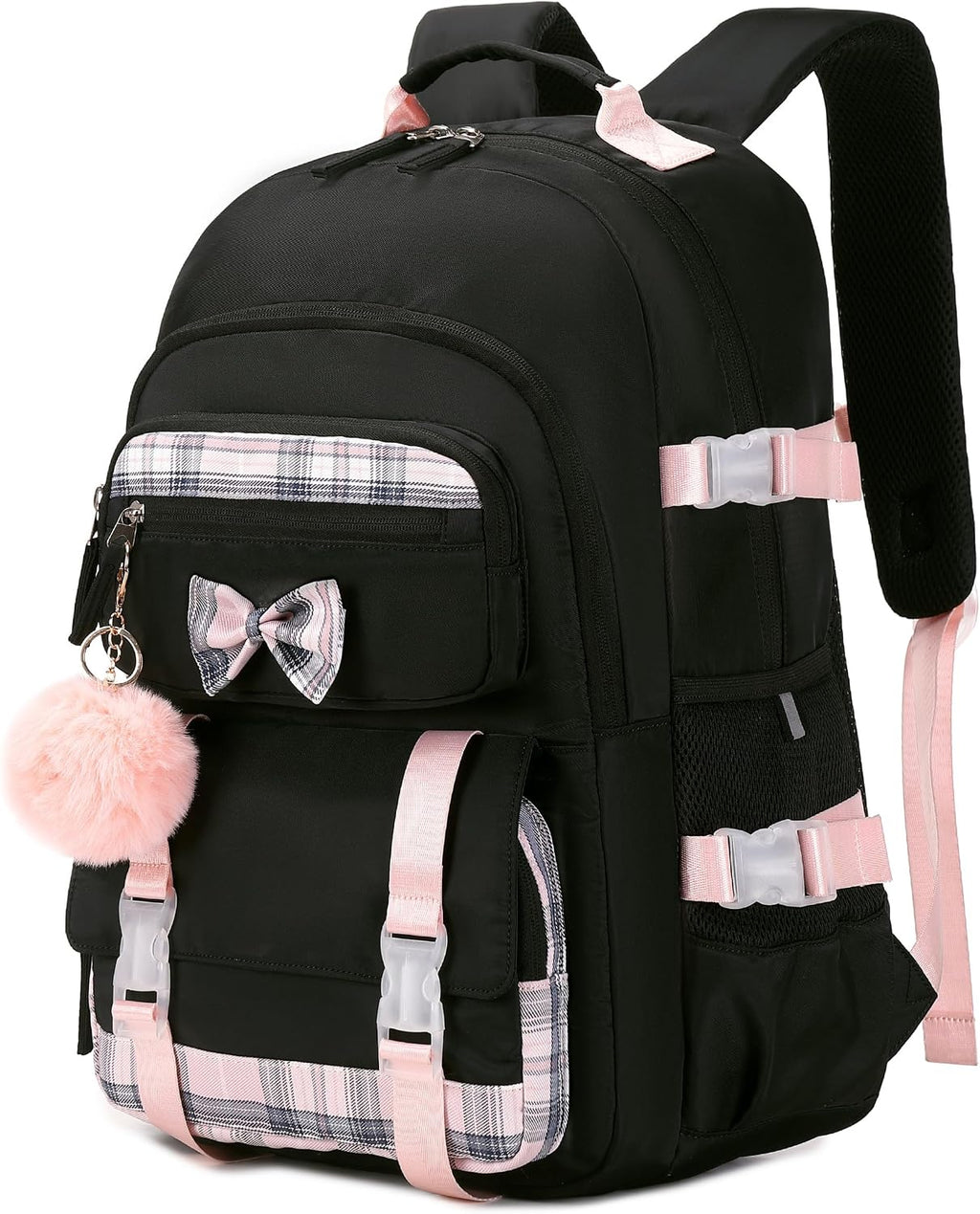 Cute School Backpack for Girls Backpack for School Bag Bookbag Set with Lunch Box Teen Girl Backpacks for Girls Teens (Black)
