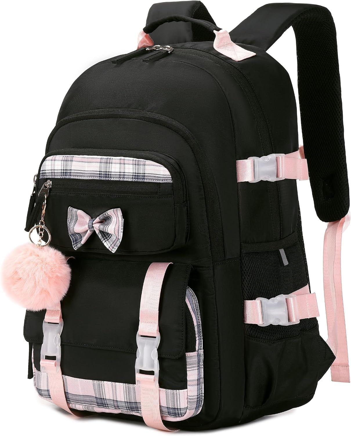 Cute School Backpack for Girls Backpack for School Bag Bookbag Set with Lunch Box Teen Girl Backpacks for Girls Teens (Black)