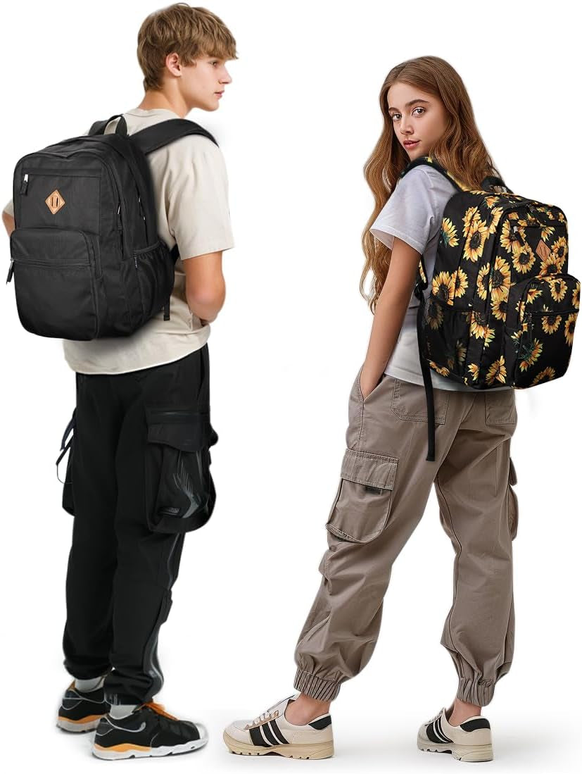 26L Black Backpack for College, and Travel: Water Resistant Bookbag