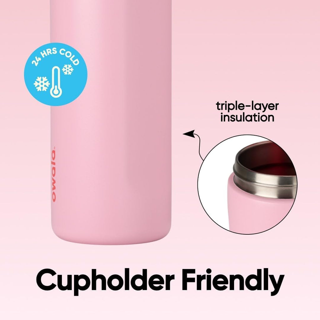 Owala Freesip Insulated Stainless Steel Water Bottle with Straw for Sports and Travel, Bpa-Free Sports Water Bottle, 24 Oz, Pink, Angel Food Cake