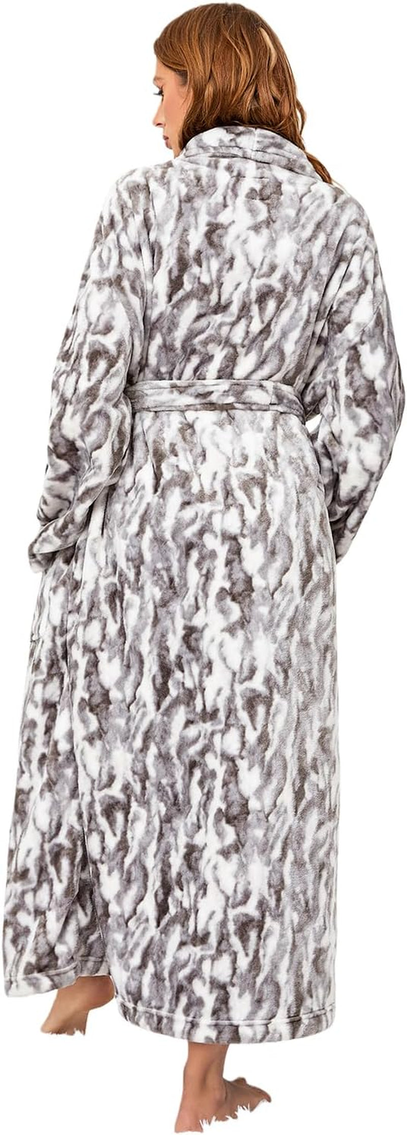 Womens Bathrobe Ladies Fleece Plush Warm Long Robes Fleece Nightgown Sleepwear