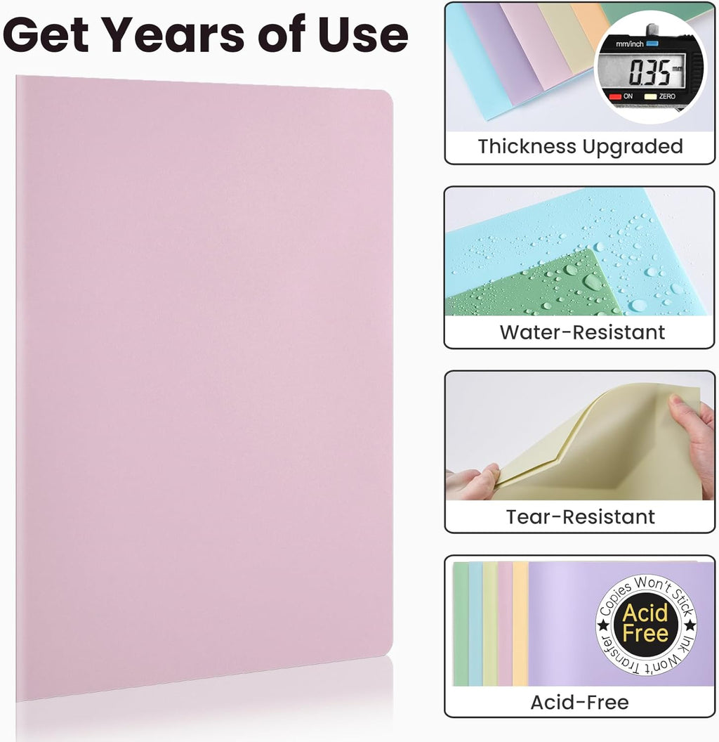 6Pack Folders with Pockets, Pastels Colors, Heavy Duty Pocket Folder | Plastic Folders with Pockets, 2-Pocket Folder Bulk, Aesthetic File Folder, Back to School Office Filing Supplies