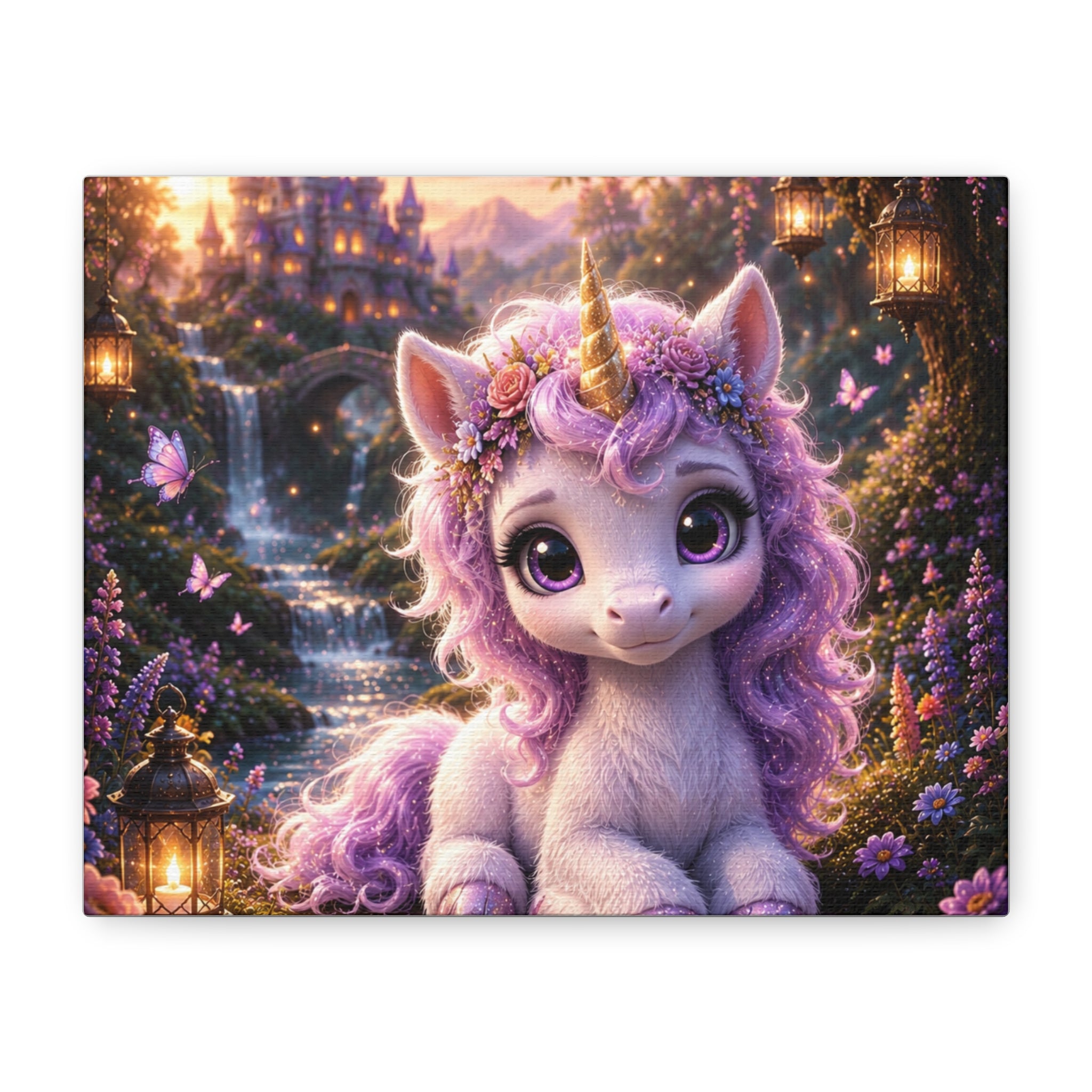 Enchanted Baby Unicorn Canvas Wall Art | Whimsical Fantasy Nursery Decor | Magical Unicorn Print