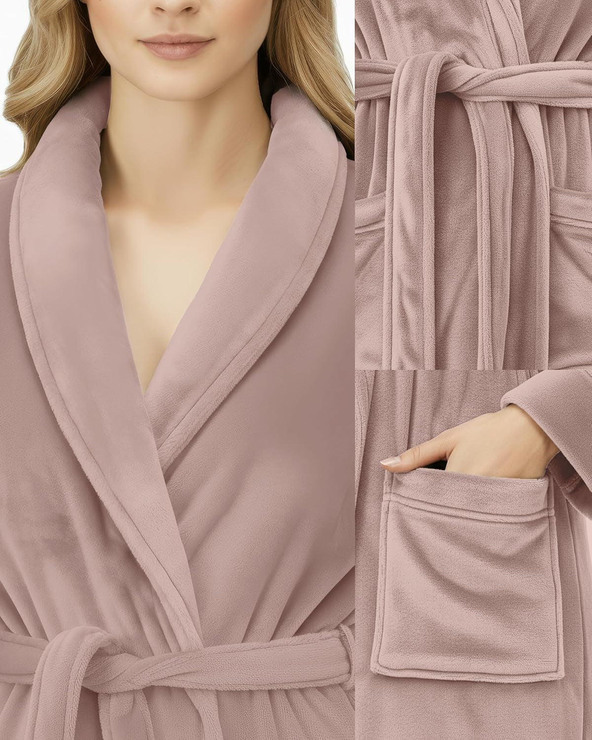 Premium Plush Fleece Robes for Women Fluffy Soft Long Bathrobe