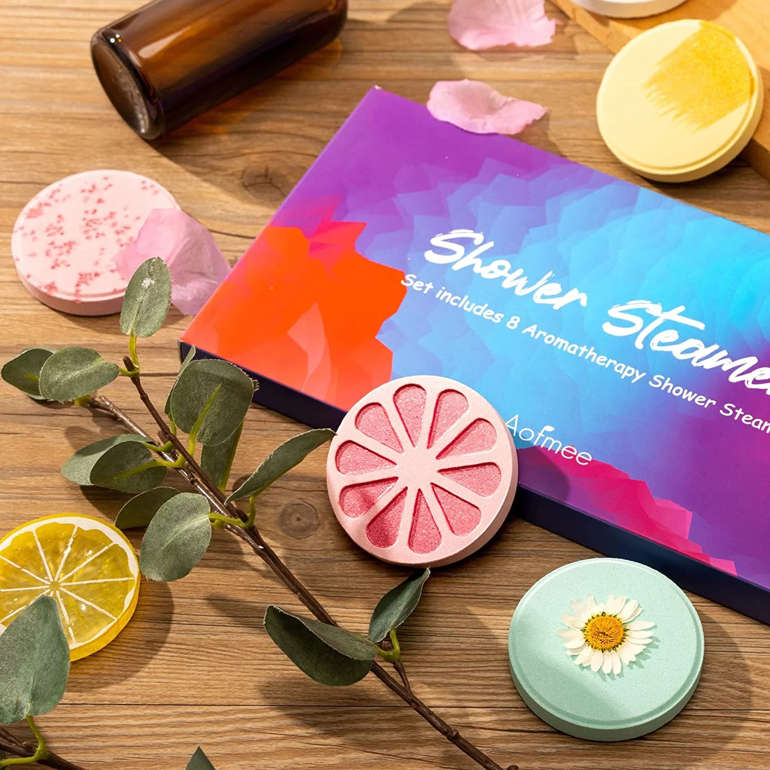 Shower Steamers 8 Pack, Lavender Purple Shower Steamers Aromatherapy Bath Tablets Set, Shower Bombs Relaxing Self Care Gifts for Women Kids