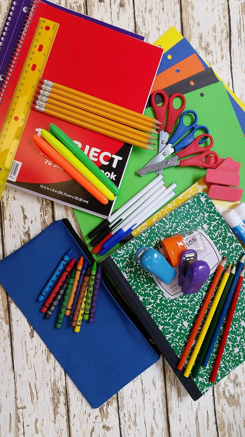 School Supplies Kit 45 Piece School Supply Kit Grades K-12 – Back to School Essentials Includes Folders Notebooks Pencils Pens and Much More!