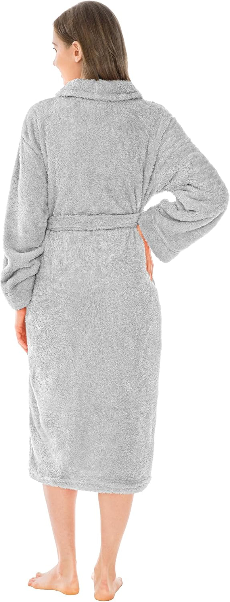 Premium Womens Plush Soft Robe Fluffy, Warm, Fleece Sherpa Shaggy Bathrobe