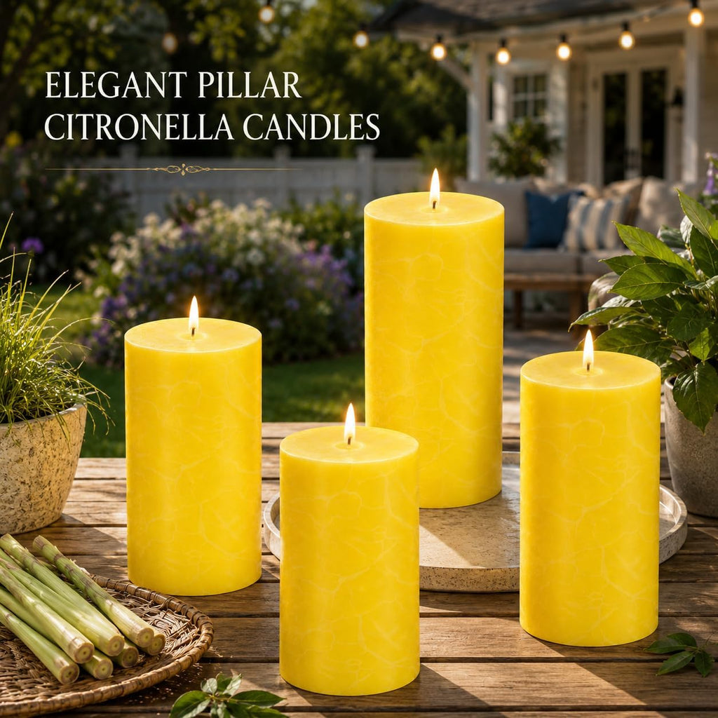 Citronella Candles Outdoor - Large Citronella Pillar Candles for Patio, 2X4 Inch, Burns up to 320 Hours, Soy Wax Candles,Backyard, Garden, Porch, Deck, Aromatherapy Candles