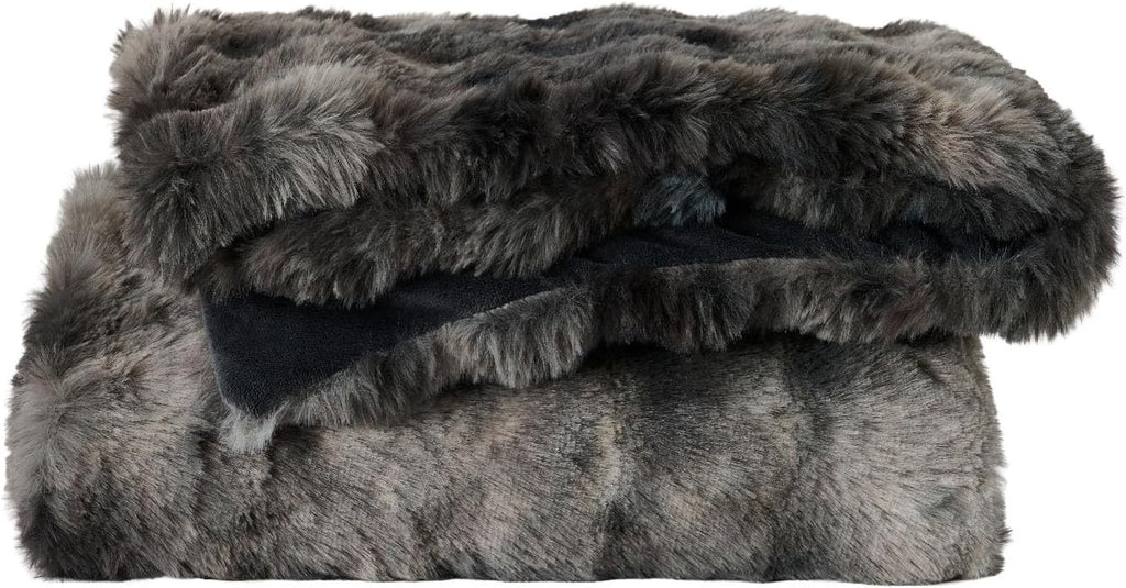 Faux Fur Blanket Tie-Dye Dark Gray Twin Size - Big Bubble Rabbit Fluff Throw for Couch Small Fluffy Fuzzy Cozy Thick Furry Plush Shaggy Blankets 60X80 Inches