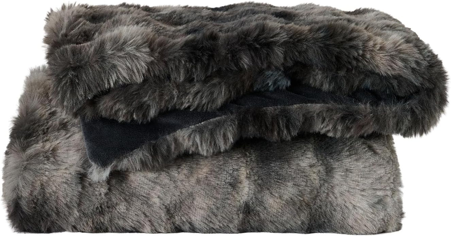 Faux Fur Blanket Tie-Dye Dark Gray Twin Size - Big Bubble Rabbit Fluff Throw for Couch Small Fluffy Fuzzy Cozy Thick Furry Plush Shaggy Blankets 60X80 Inches