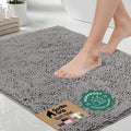 GORILLA GRIP Bath Rug Mat, Thick Soft Absorbent Chenille, Quick Dry Microfiber Mats, Rubber Backing, Machine Washable Shower Floor Rugs, Bathroom Bathmat Home Decor Accessories, 24X17 Grey