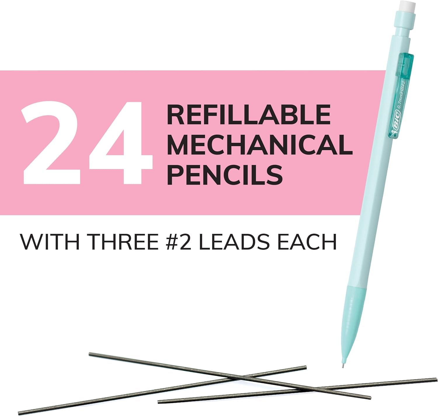 Xtra-Smooth Pastel Mechanical Pencils, Medium Point, 0.7Mm, 24-Count | Bulk Pack for School or Office Use | Smooth Writing Experience | No. 2 Lead for Standardized Tests