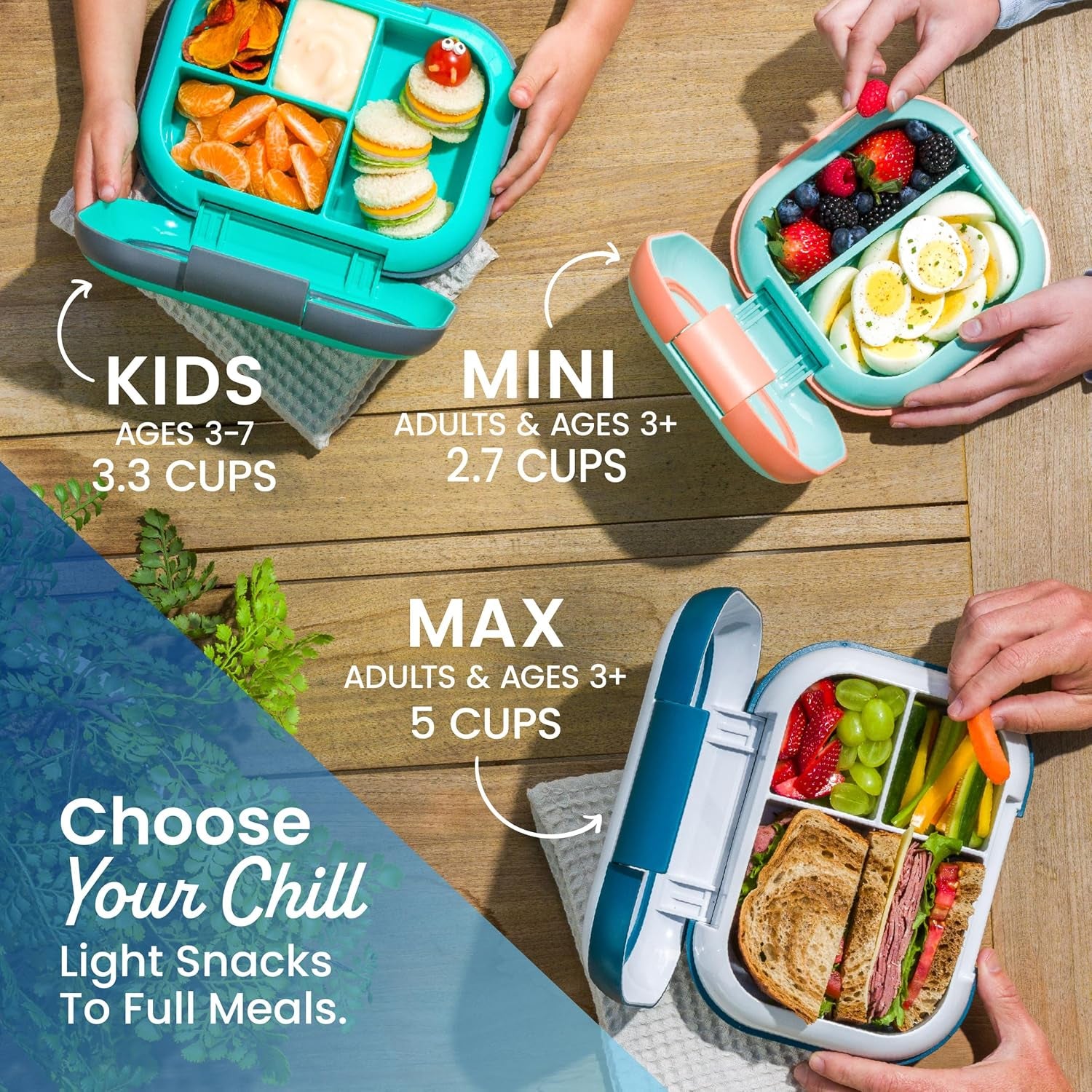 Bentgo Chill Kids 4-Compartment Bento Box Leakproof Lunch Box | Built-In Ice Pack, 3.3 Cup Capacity, Bpa-Free, Microwave & Dishwasher Safe Tray, Ideal for Ages 3–7 (Green/Navy)