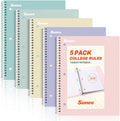 Spiral Notebooks, 1-Subject, 5 Pack, College Ruled Paper, 8" X 10-1/2", 70 Sheets per Notebook,3-Hole Punched Paper, Pink,Purple, Blue, Green, Yellow Spiral Lined Notebooks for School,Work