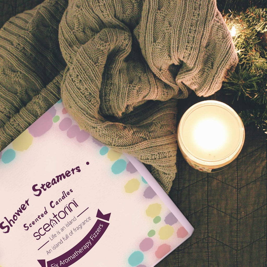 Shower Steamers, Shower Bombs with Scented Candles, Shower Steamers Aromatherapy, 6 Aromatherapy Shower Bombs, 3 Tealight Candles, Use for Home Spa Christmas Gifts