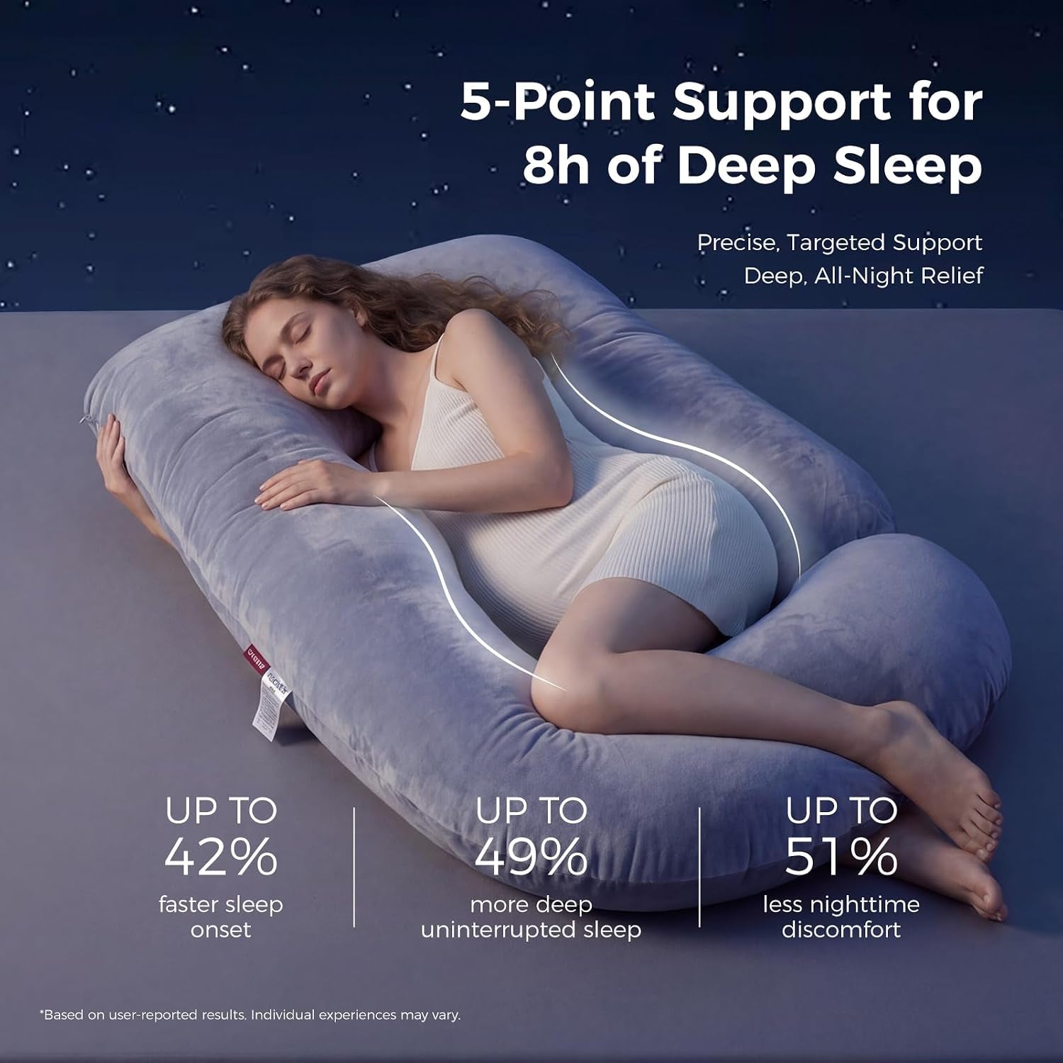 Pregnancy Pillows for Sleeping, U Shaped Full Body Maternity Pillow with Removable Cover - Support for Back, Legs, Belly, HIPS for Pregnant Women, 57 Inch Pregnancy Pillow for Women, Grey | Removable Cover, Support for Back, Legs, Belly, Hips for Pregnant Women, Side Sleeper, Pregnancy Gifts & Essentials, 57 Inch