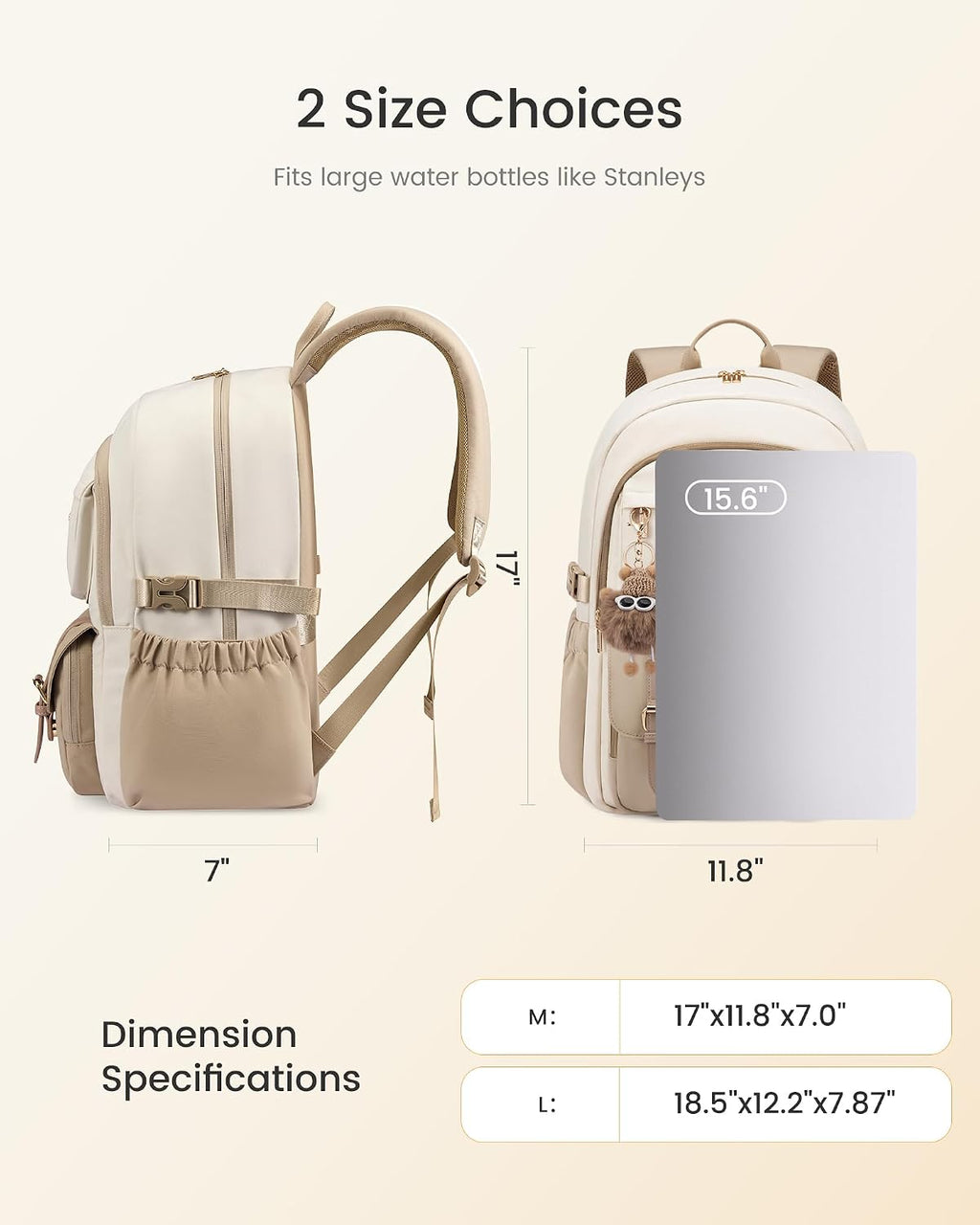 School Backpack for Girls, Bookbag with 15.6" Laptop Compartment | Cute Aesthetic Backpack with Anti-Theft Pocket & 40Oz Water Bottle Holder Lightweight Waterproof Back to School Bookbag