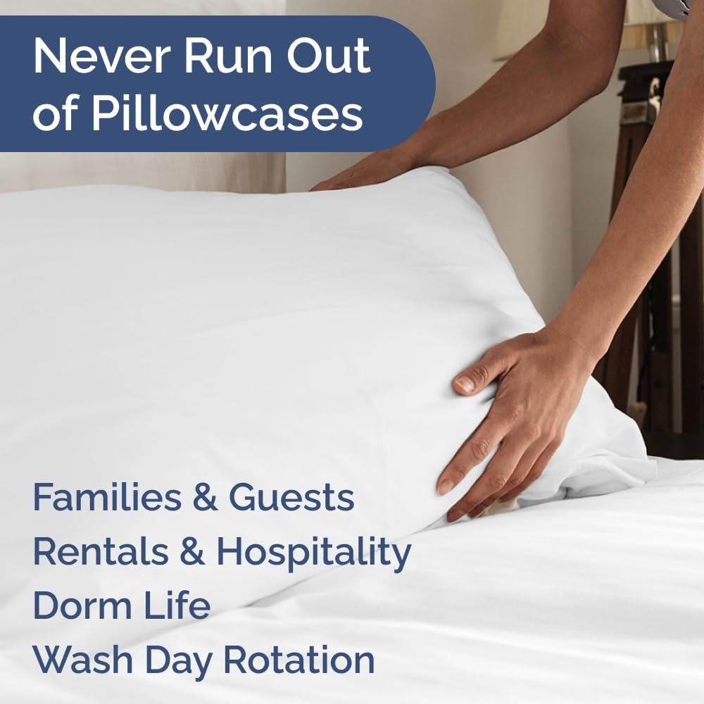 Queen Pillow Cases Set of 10 - Ultra Soft Cozy Pillowcase Covers - White | Hotel Quality, Comfortable Bedding for Women, Men, Kids & Teens, Machine Washable Pillow Protectors, 10 Piece Set, Queen Size