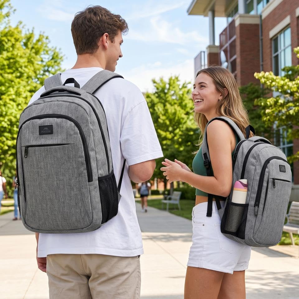 Travel Laptop Backpack, 15.6 Inch College School Computer Bag, Grey | Slim Sturdy Business Daypack, anti Theft Bookbag, Water Resistant, Gift for Men & Women, Personal Item Bag, Mochilas
