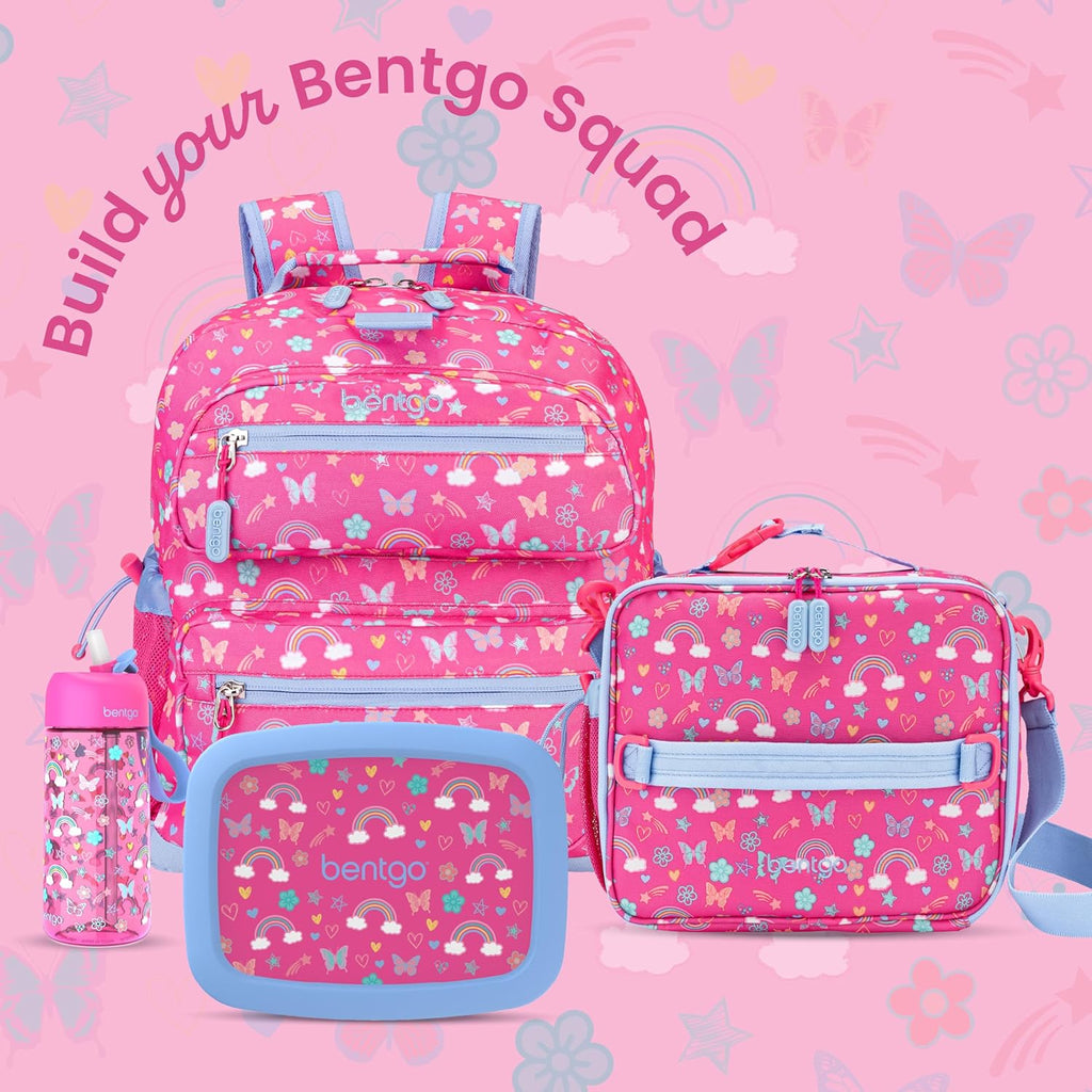 Bentgo Kids Prints Leak-Proof 5-Compartment Bento-Style Kids Lunch Box | Ideal Portion Sizes for Ages 3-7, Durable, Drop-Proof, Dishwasher Safe, PFAS & Bpa-Free Materials (Rainbows and Butterflies)