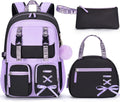 Backpack for Girls, 3 PCS Waterproof Girls Backpack with Lunch Box | W/ Pencil Case, Kid Backpacks for Teen Girl Kindergarten Elementary Middle High School Student Back to School Kid Bookbag Set
