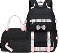 Cute School Backpack for Girls Backpack for School Bag Bookbag Set with Lunch Box Teen Girl Backpacks for Girls Teens (Black)