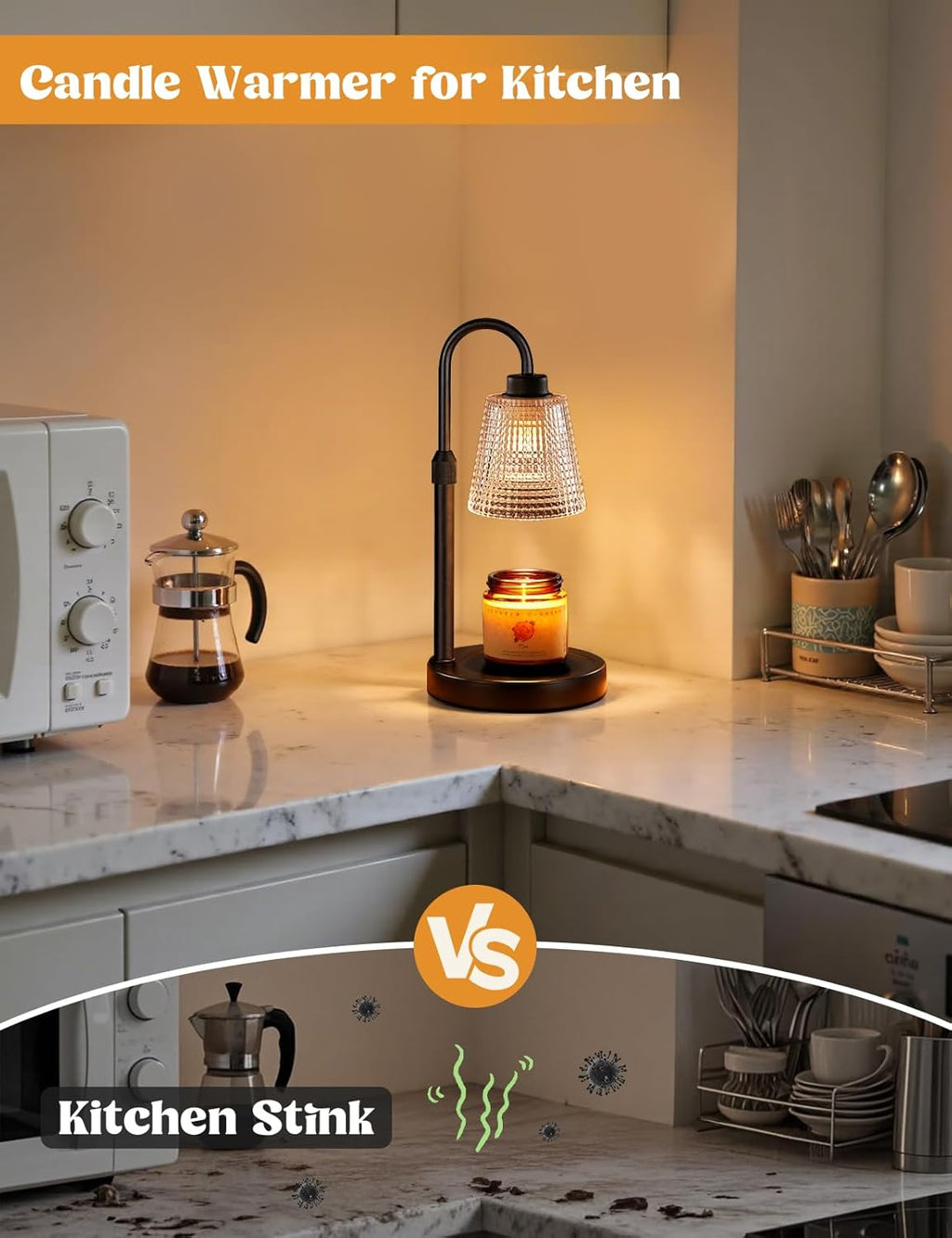Candle Warmer Lamp with Timer Home Decor Birthday Gifts for Women | Dimmable Candle Warmer for Jar Candles, Height Adjustable Wax Melts Warmer, House Warming Gifts New