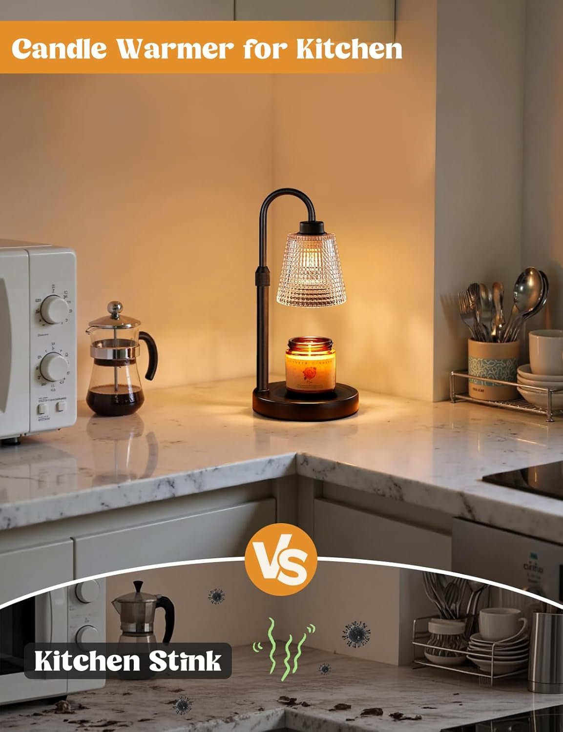 Candle Warmer Lamp with Timer Home Decor Birthday Gifts for Women | Dimmable Candle Warmer for Jar Candles, Height Adjustable Wax Melts Warmer, House Warming Gifts New