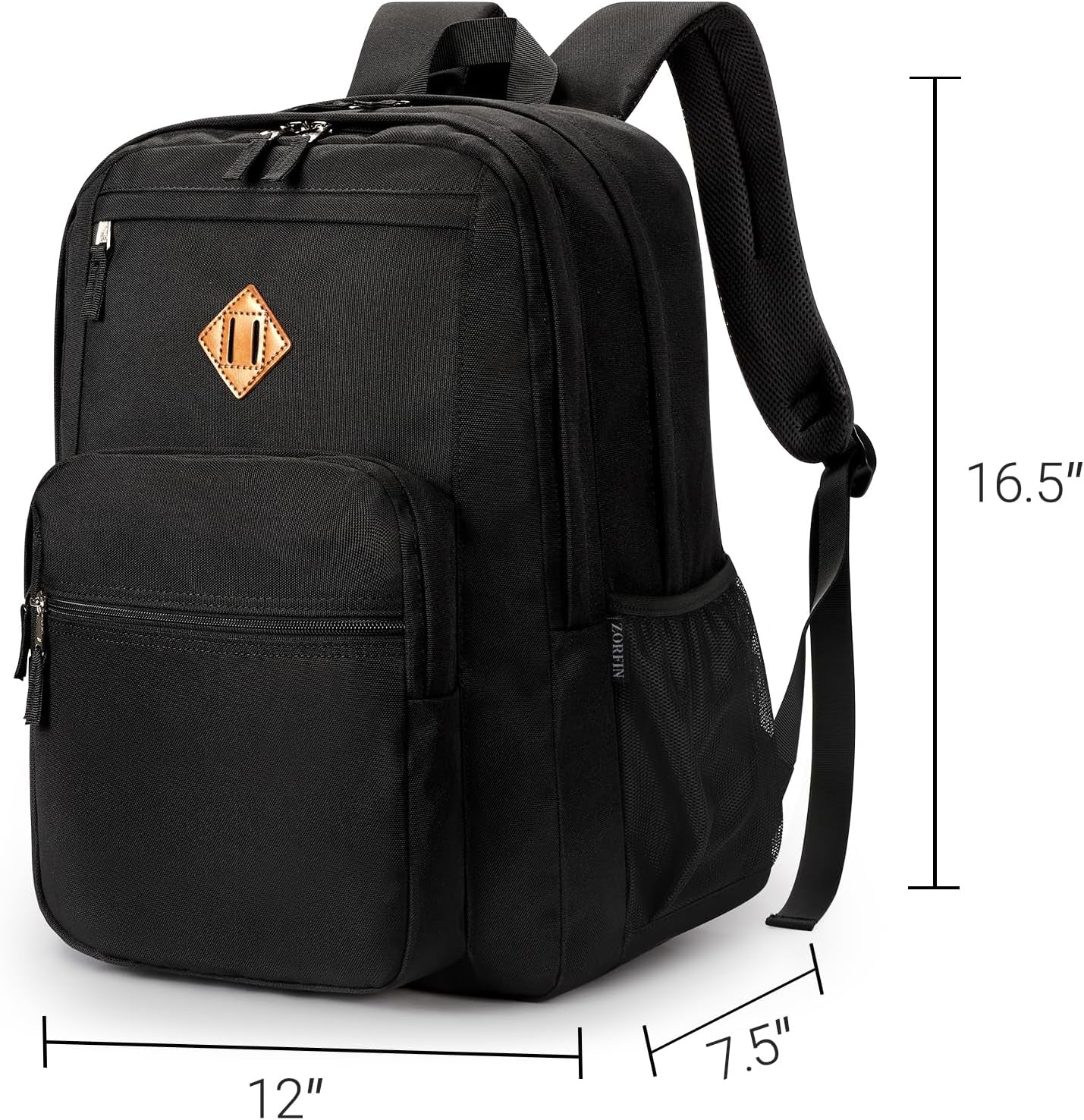 26L Black Backpack for College, and Travel: Water Resistant Bookbag