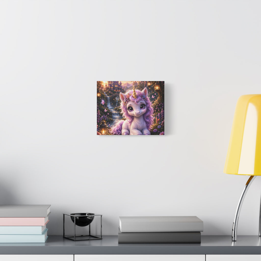 Enchanted Baby Unicorn Canvas Wall Art | Whimsical Fantasy Nursery Decor | Magical Unicorn Print